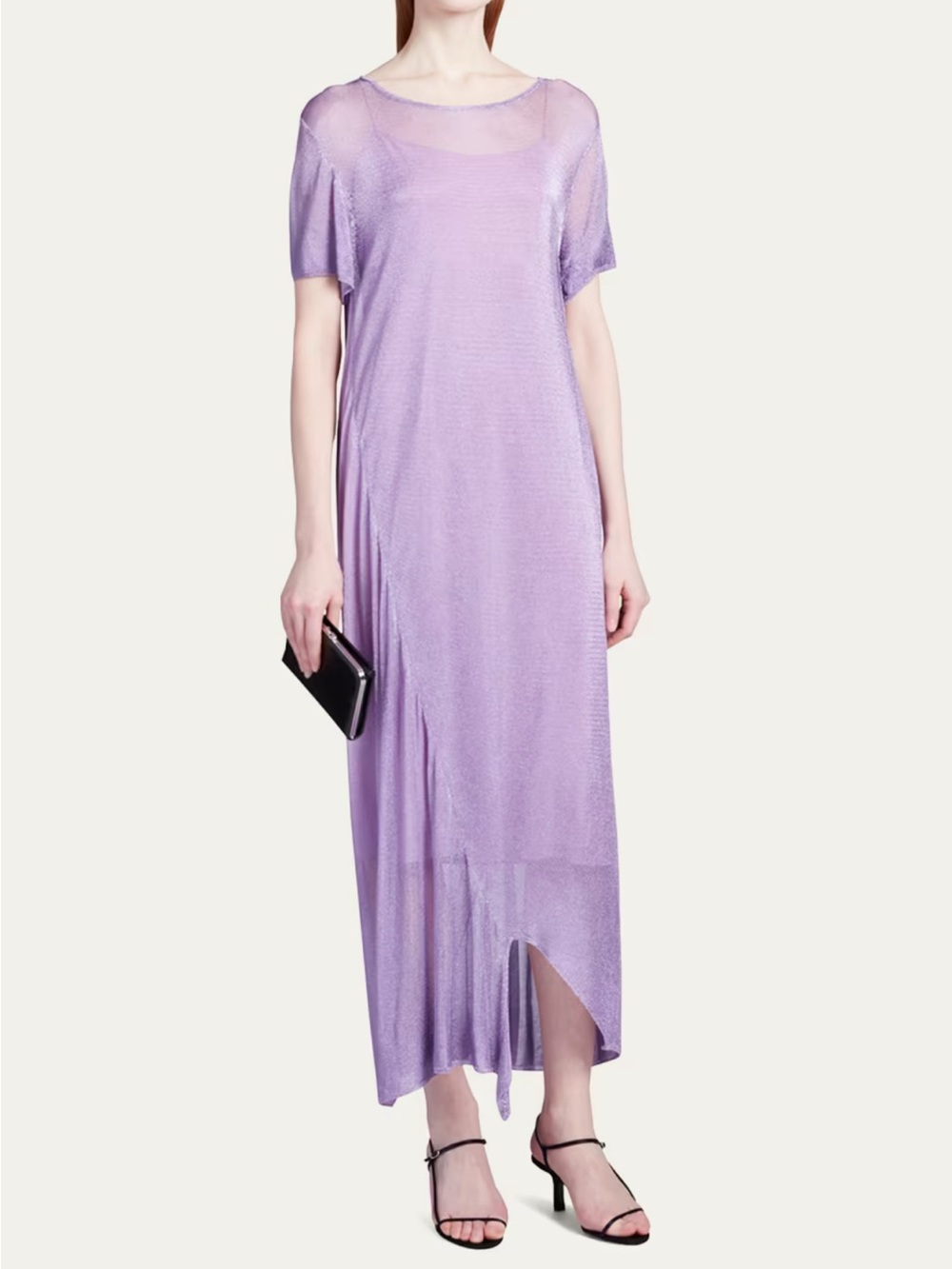THE ROW Pasol Metallic Draped Maxi Dress Lilac Purple Size S
